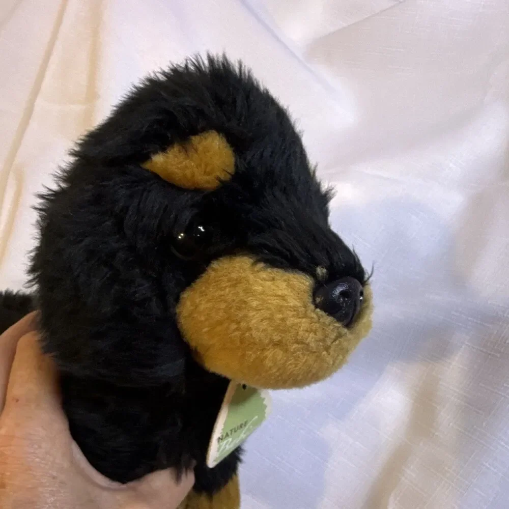 Aurora Nature Babies Puppy Dog Plush Stuffed Animal Black Tan Small 6-14 in
